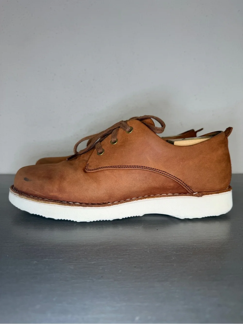 Samuel Hubbard Free Mens Size 10M Oxford Shoes Brown Leather Vibram Sole